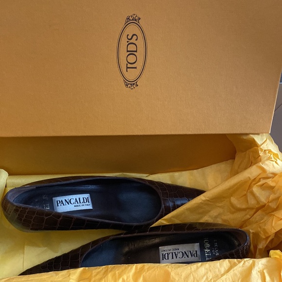 CROCO Pancaldi. Made in Italy. Kitten heel pumps. A classic WORN. Genuine croco - Picture 12 of 15